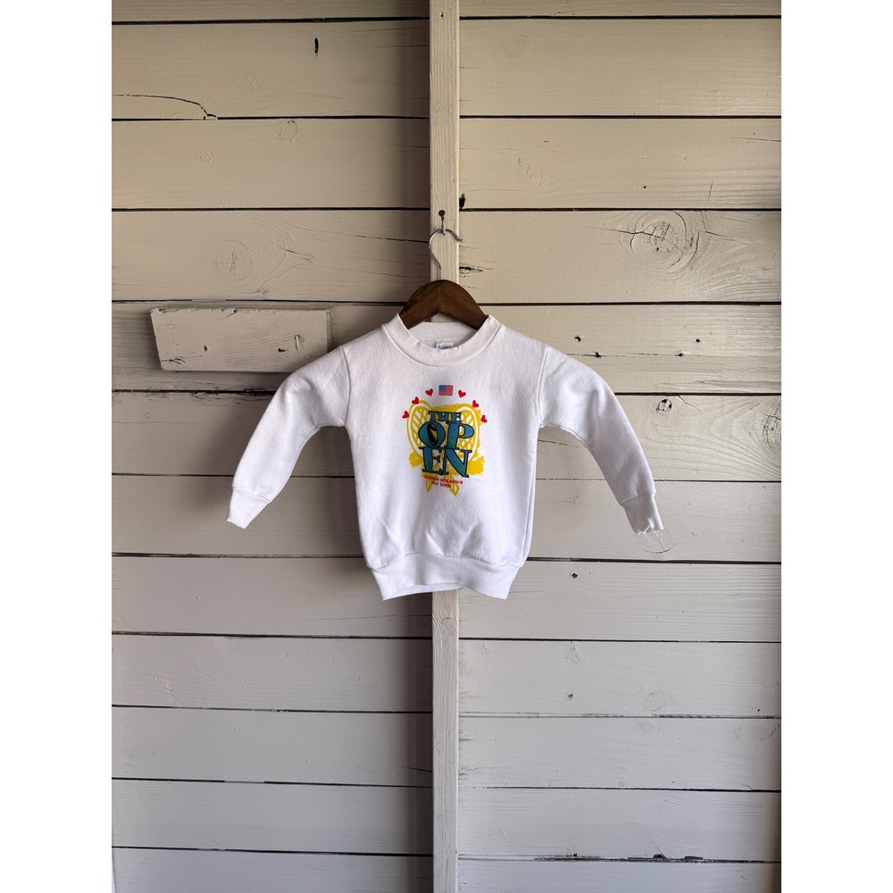 Vintage Rabbit Skins The Open Tennis Flushing Meadows NY Sweatshirt White Size 3